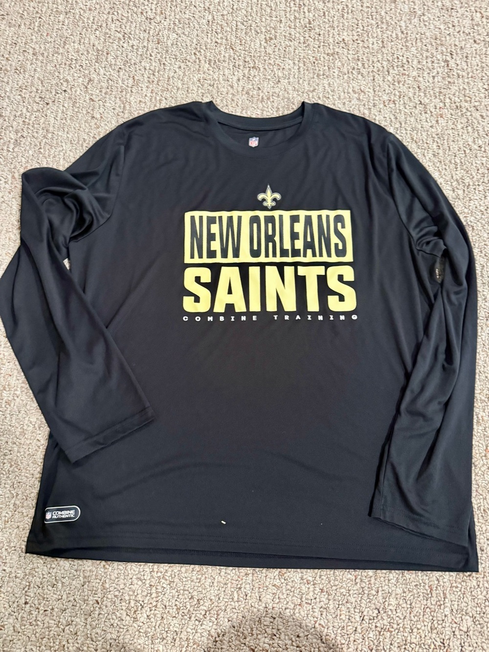 NFL New Orleans Saints Black and Gold Long-Sleeve Performance Shirt